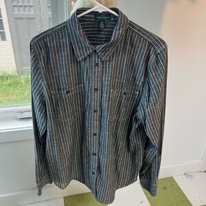 100% COTTON RALPH JEANS CO STRIPED BUTTON UP DRESS SHIRT SIZE X L